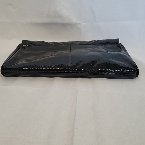CHARLES DAVID Patent Leather Envelope Clutch Handbag Purse Black Foldover NWT - Picture 5 of 16